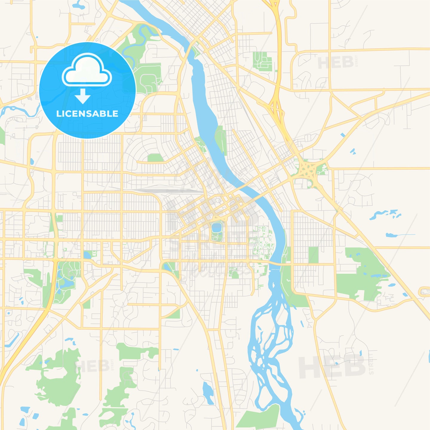 Empty vector map of St. Cloud, Minnesota, USA