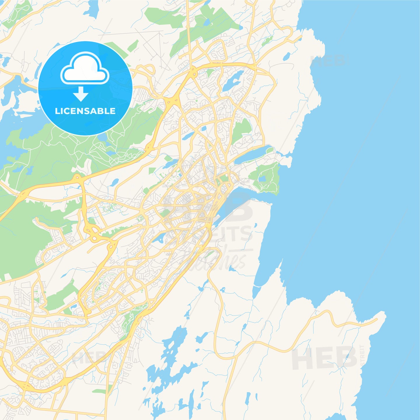 Empty vector map of St. John's, Newfoundland and Labrador, Canada