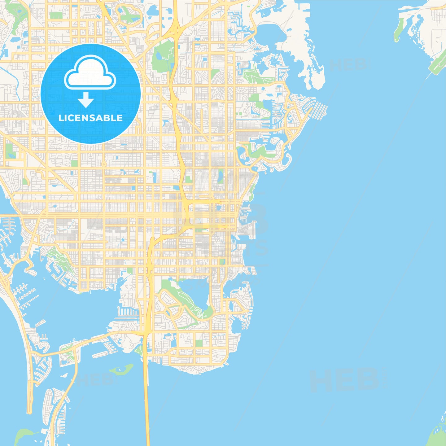 Empty vector map of St. Petersburg, Florida, USA