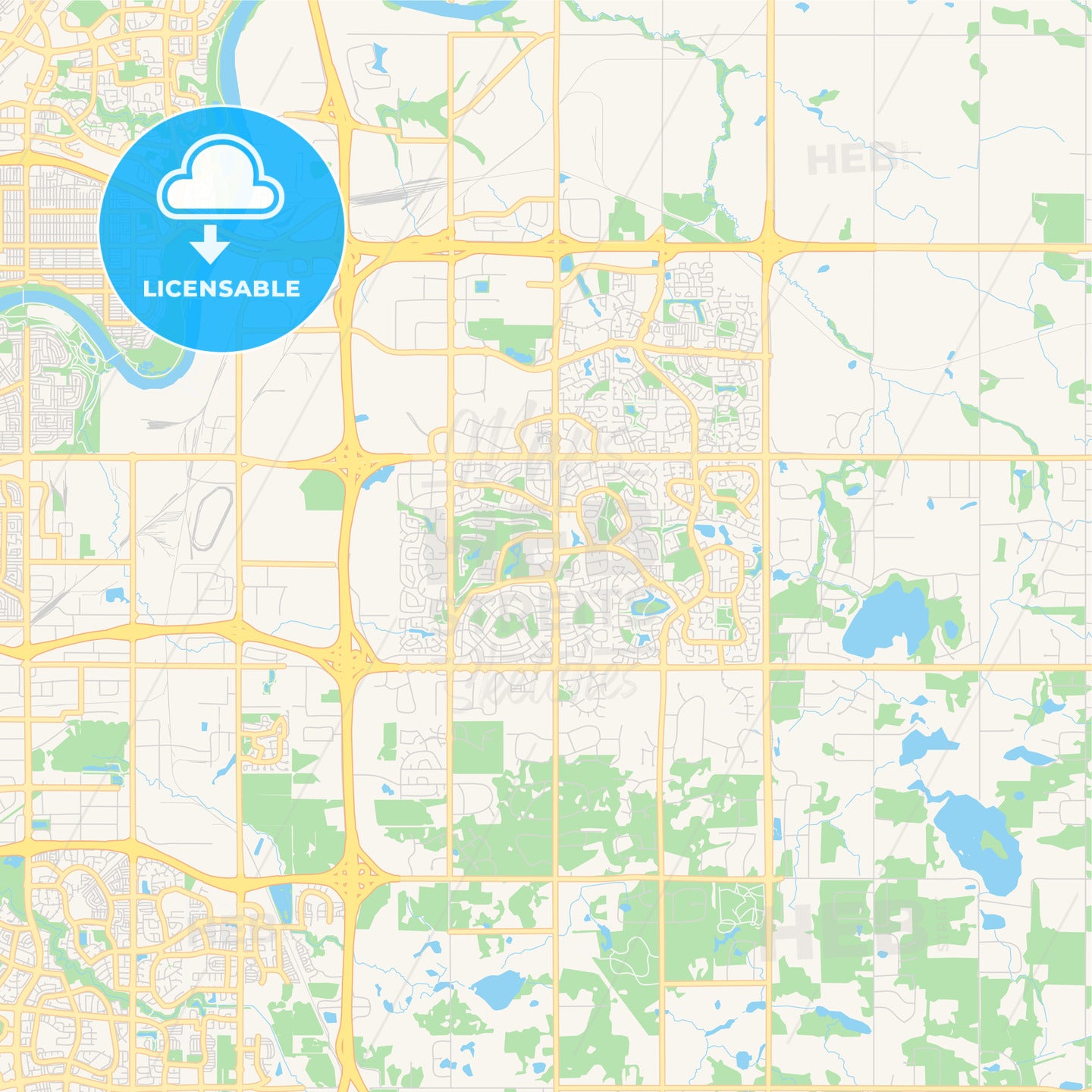 Empty vector map of Strathcona County, Alberta, Canada