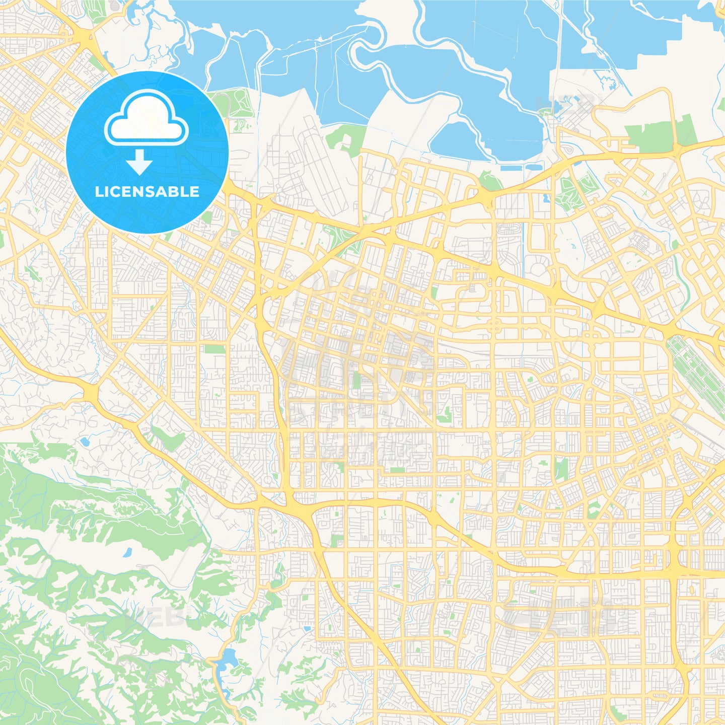 Empty vector map of Sunnyvale, California, USA