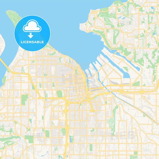 Empty vector map of Tacoma, Washington, USA