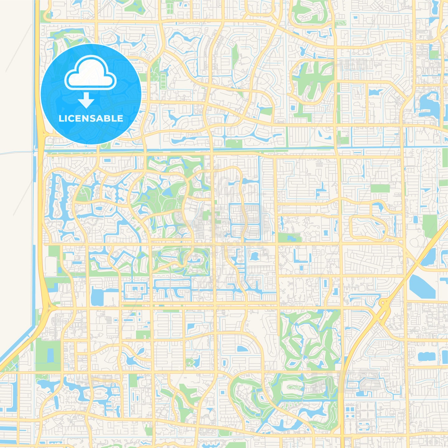 Empty vector map of Tamarac, Florida, USA