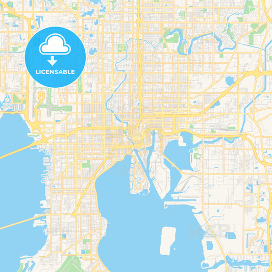 Empty vector map of Tampa, Florida, USA