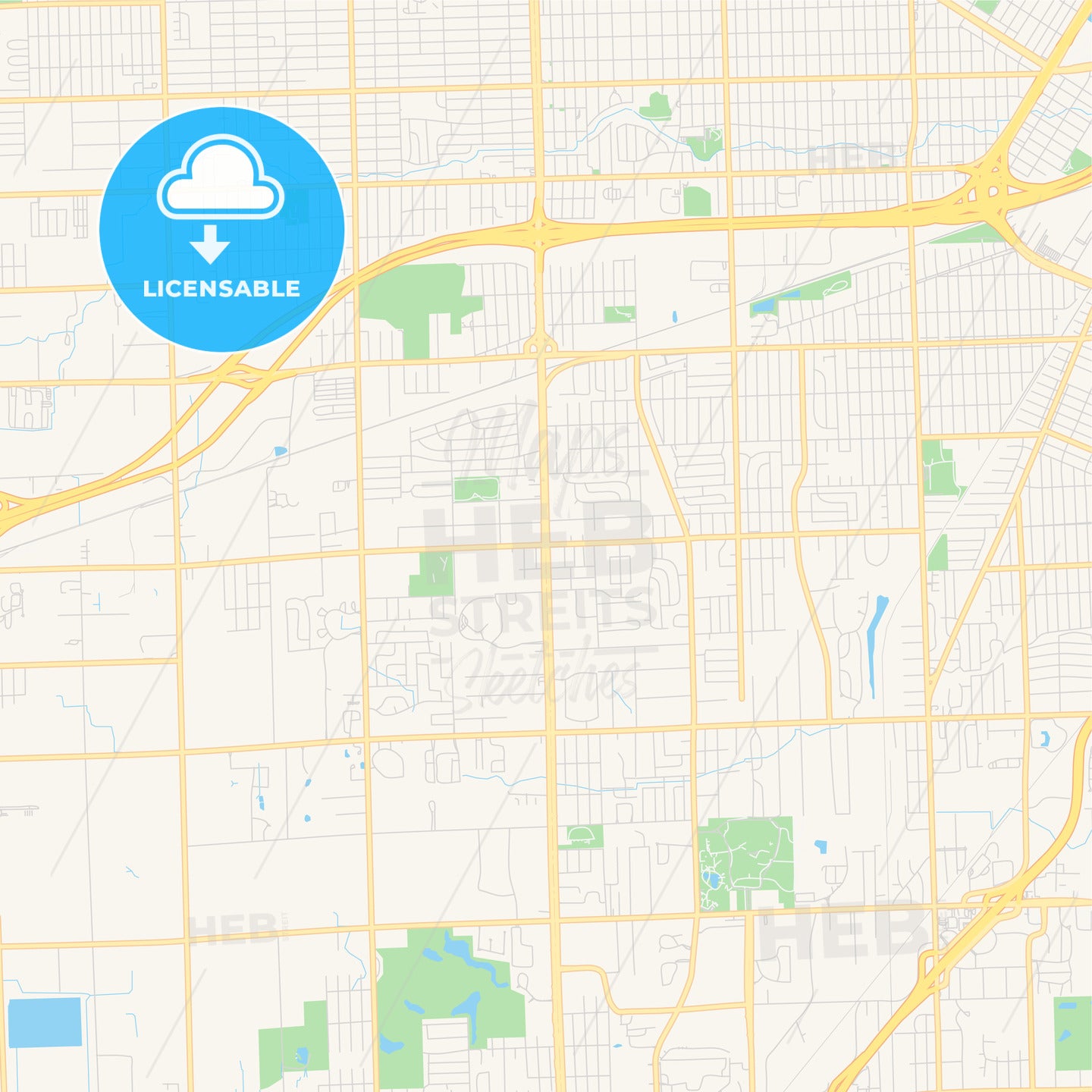 Empty vector map of Taylor, Michigan, USA