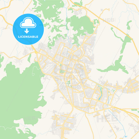 Empty vector map of Tepic, Nayarit, Mexico