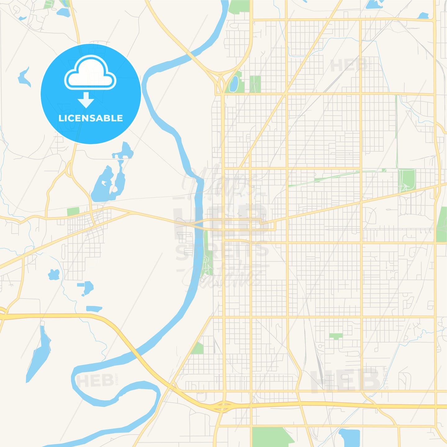 Empty vector map of Terre Haute, Indiana, USA