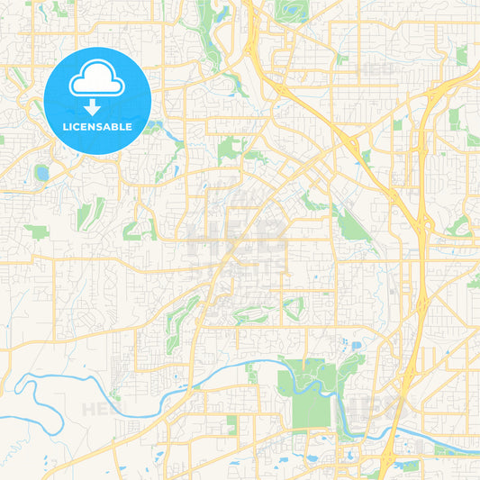 Empty vector map of Tigard, Oregon, United States of America