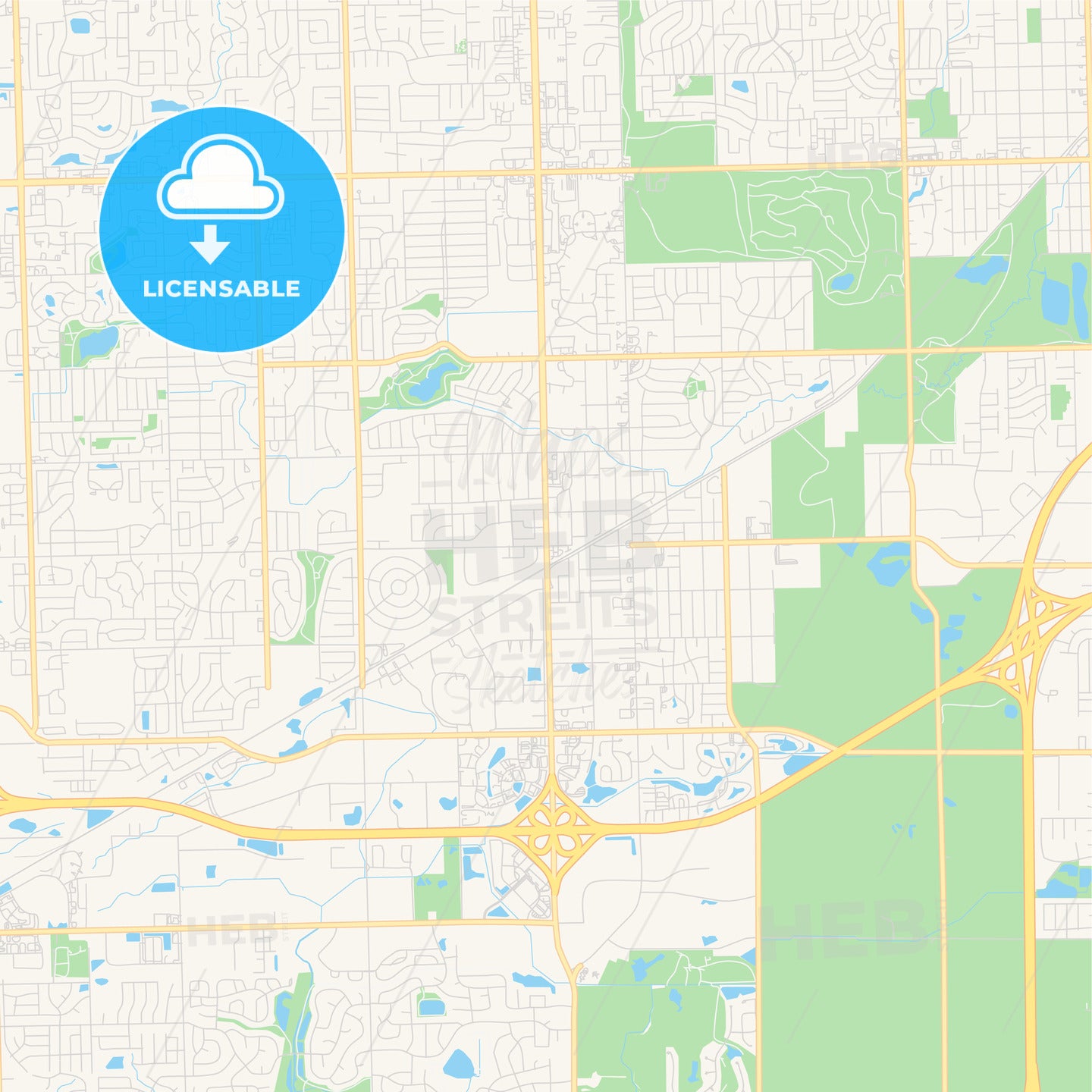 Empty vector map of Tinley Park, Illinois, USA