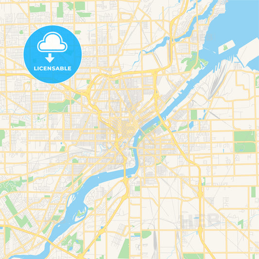 Empty vector map of Toledo, Ohio, USA