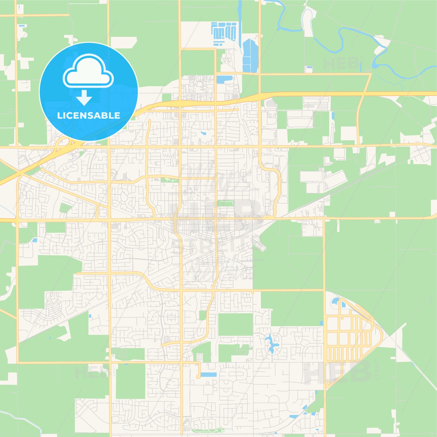 Empty vector map of Tracy, California, USA