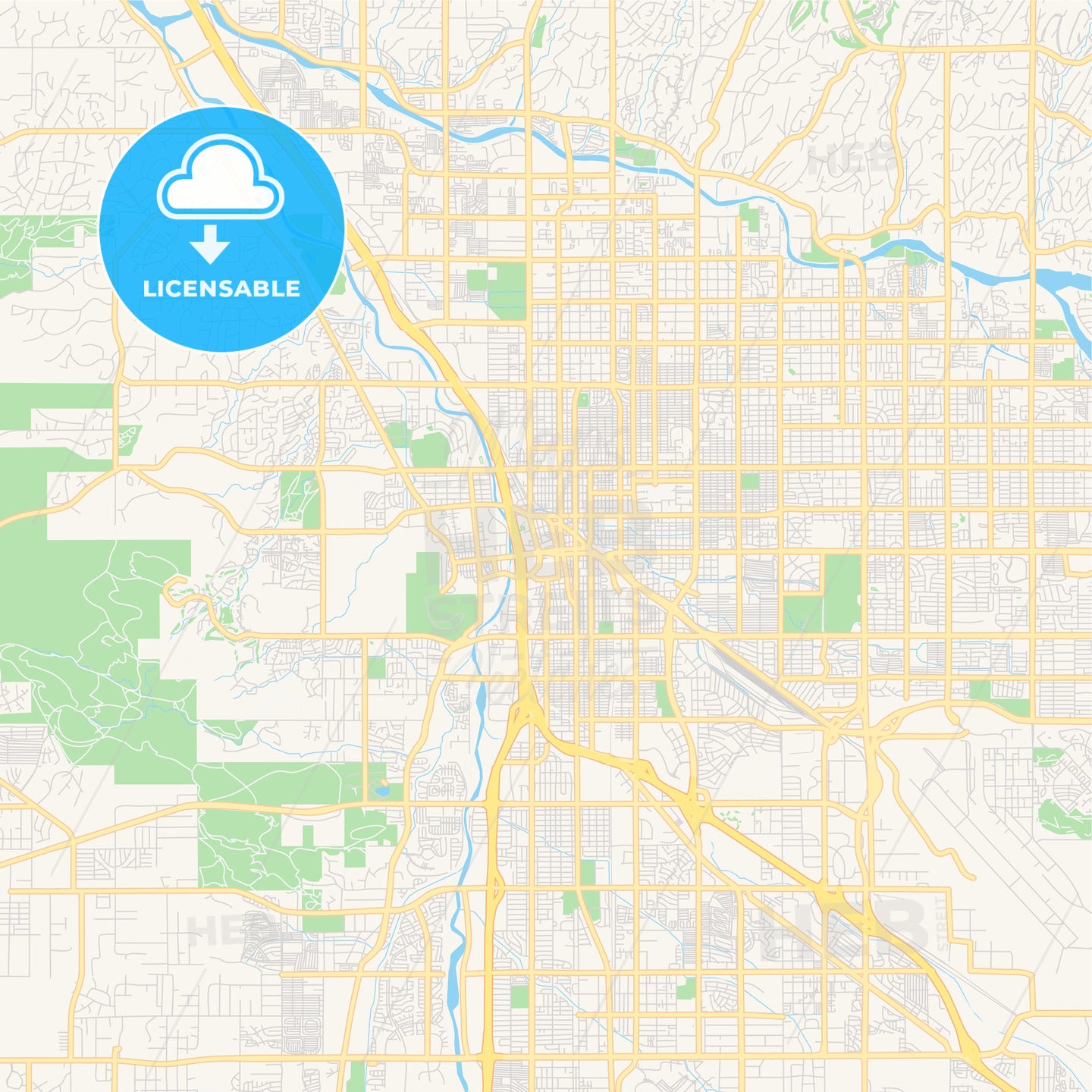 Empty vector map of Tucson, Arizona, USA