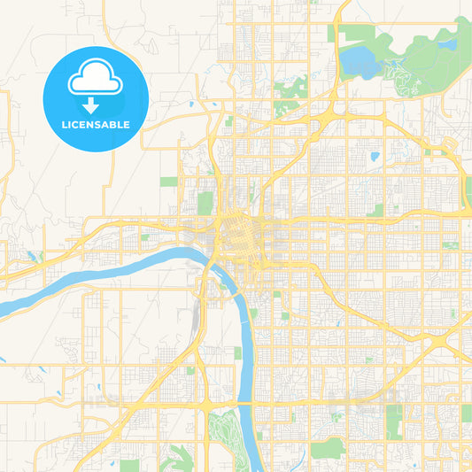 Empty vector map of Tulsa, Oklahoma, USA