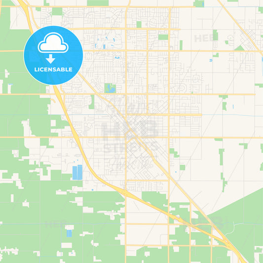 Empty vector map of Turlock, California, USA