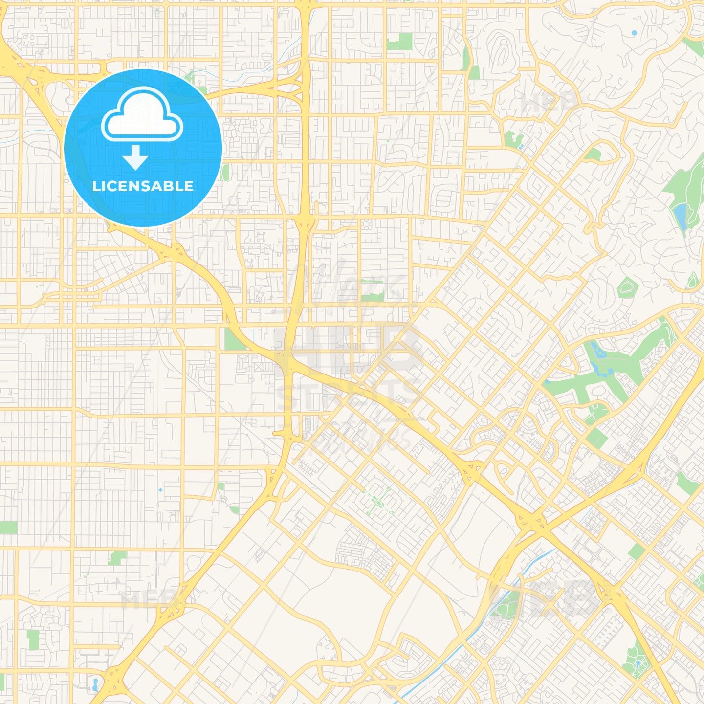 Empty vector map of Tustin, California, USA