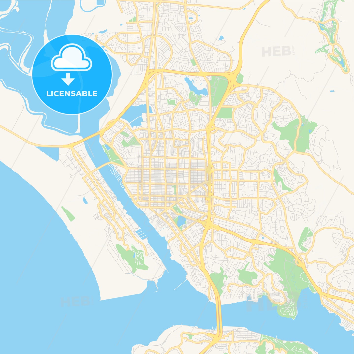 Empty vector map of Vallejo, California, USA