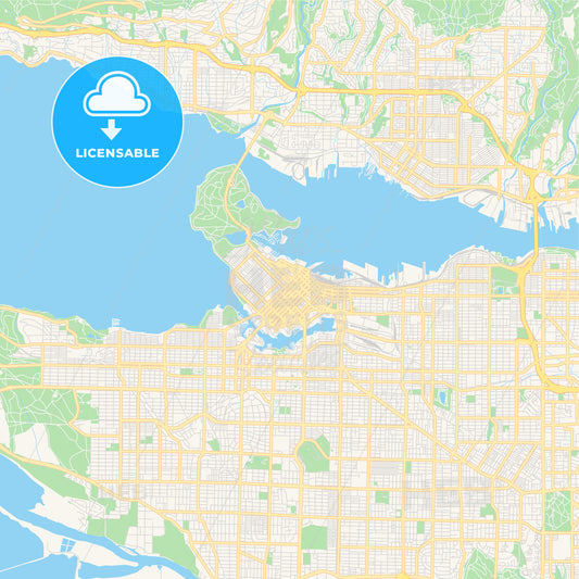 Empty vector map of Vancouver, British Columbia, Canada
