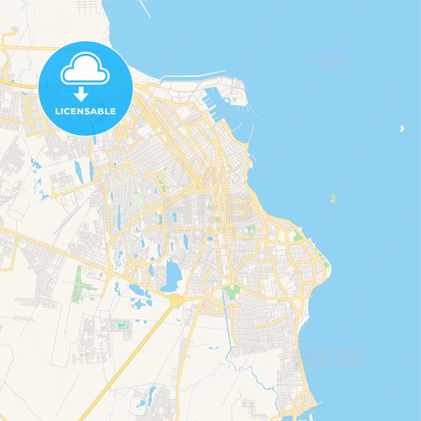 Empty vector map of Veracruz, Veracruz, Mexico