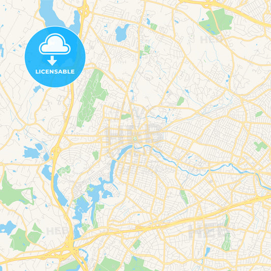 Empty vector map of Waltham, Massachusetts, USA