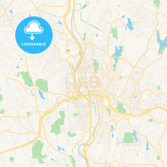 Empty vector map of Waterbury, Connecticut, USA