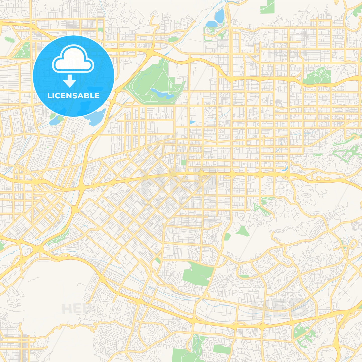 Empty vector map of West Covina, California, USA