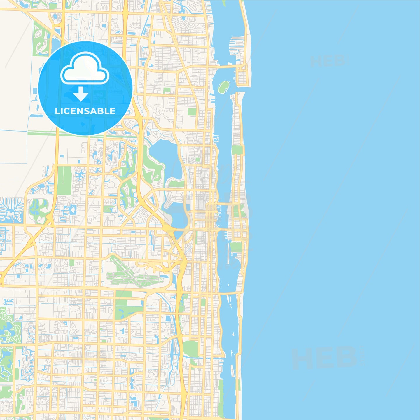 Empty vector map of West Palm Beach, Florida, USA