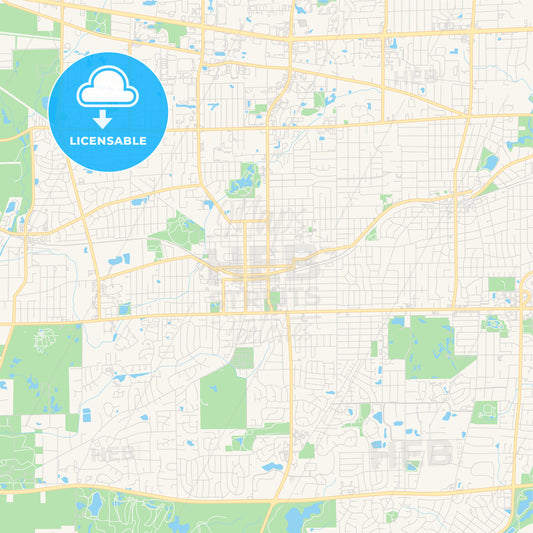 Empty vector map of Wheaton, Illinois, United States of America