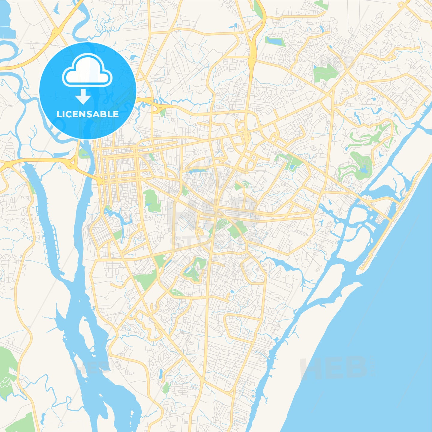 Empty vector map of Wilmington, North Carolina, USA