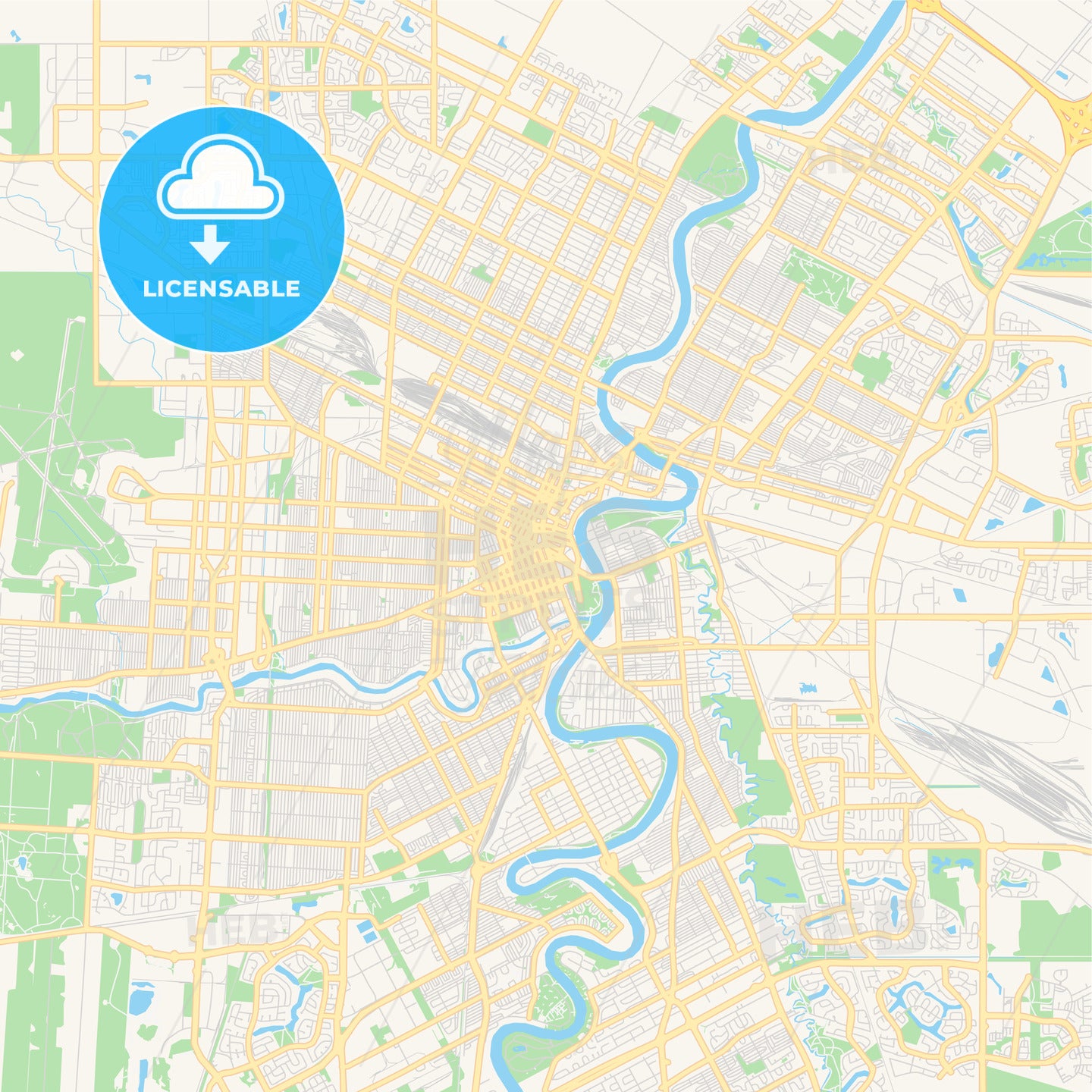 Empty vector map of Winnipeg, Manitoba, Canada