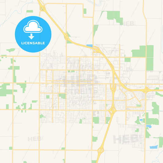 Empty vector map of Woodland, California, USA