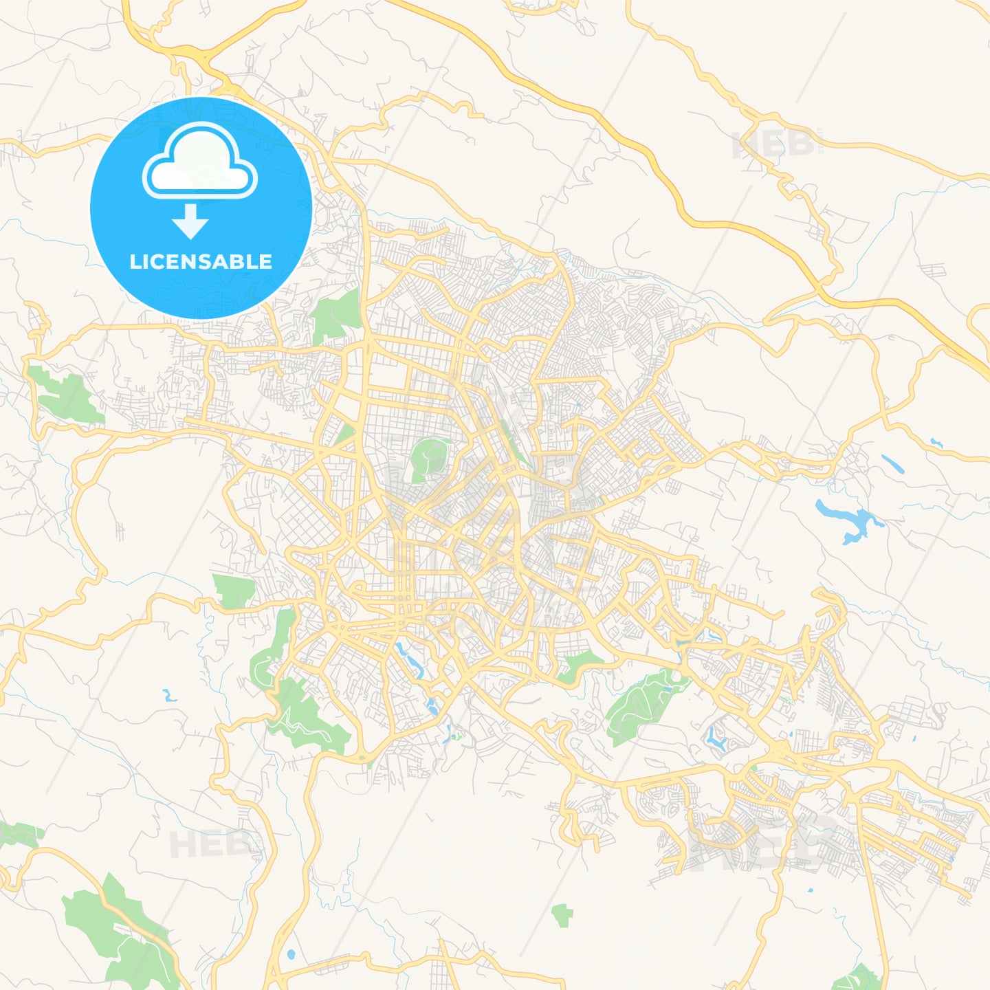 Empty vector map of Xalapa, Veracruz, Mexico