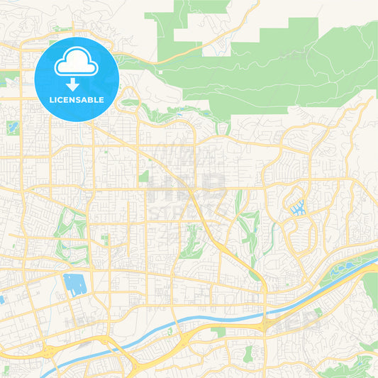 Empty vector map of Yorba Linda, California, USA