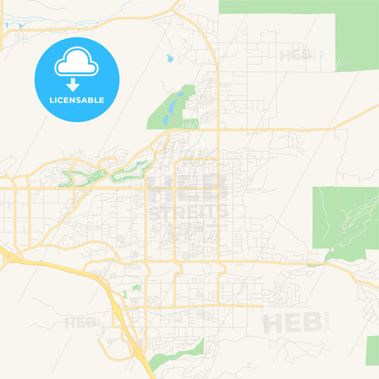 Empty vector map of Yucaipa, California, United States of America