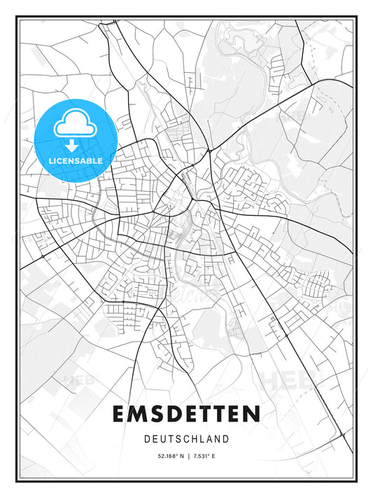 Emsdetten, Germany, Modern Print Template in Various Formats - HEBSTREITS Sketches