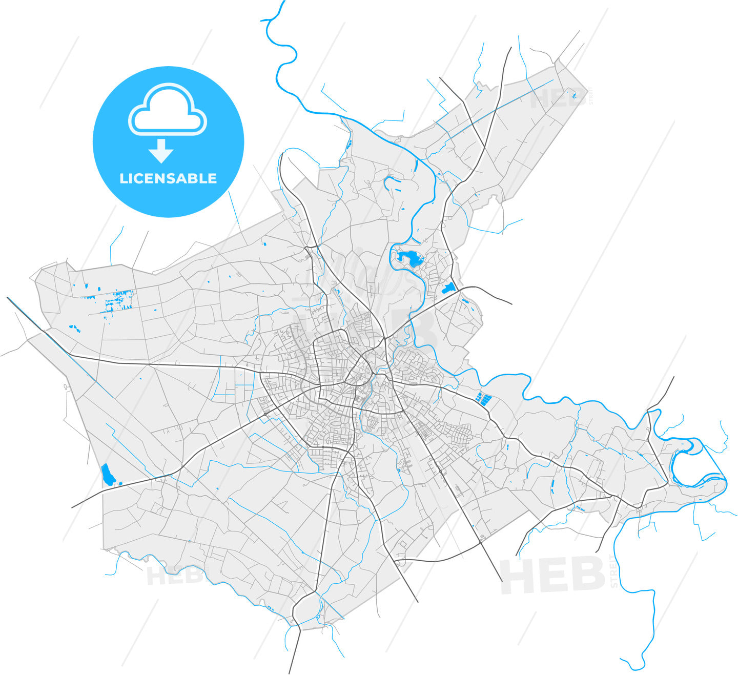 Emsdetten, North Rhine-Westphalia, Germany, high quality vector map