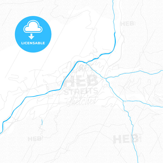 Encamp, Andorra PDF vector map with water in focus