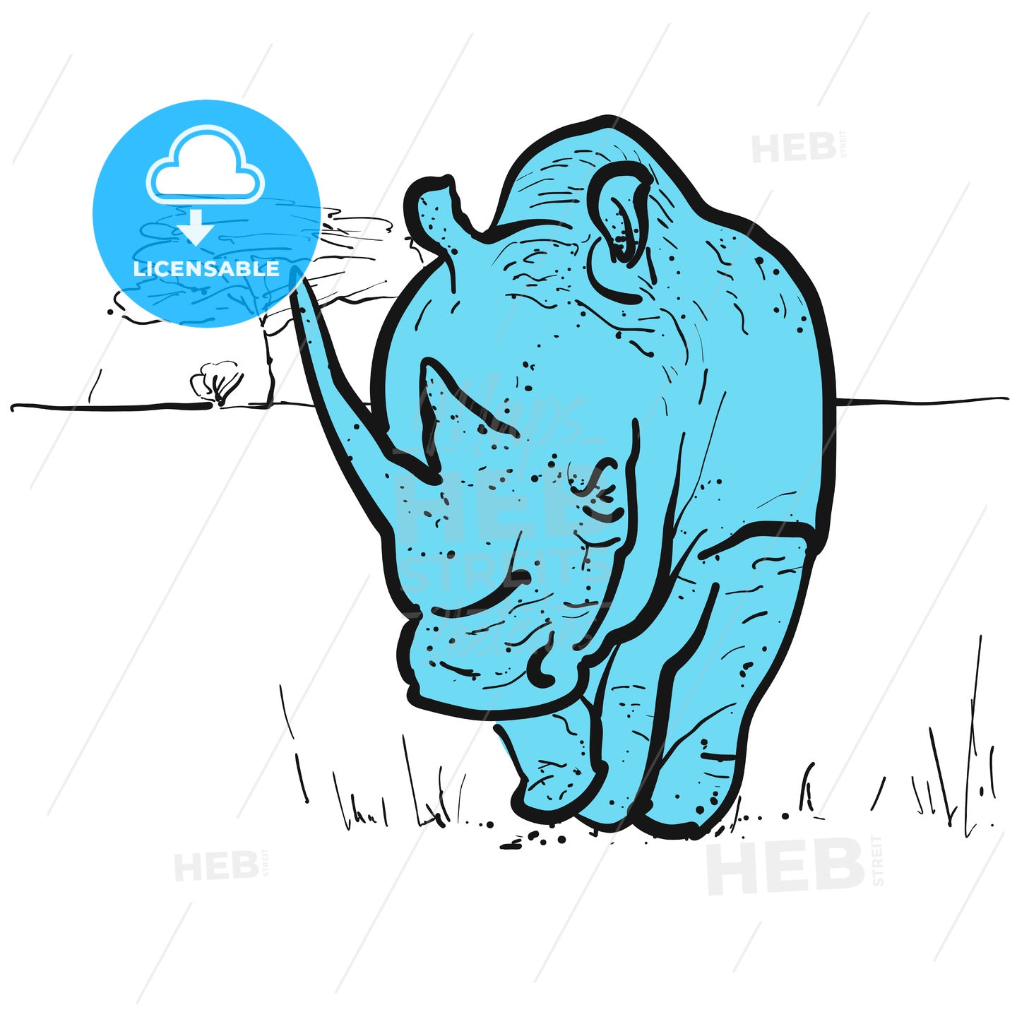 Endangered rhino in savannah – instant download