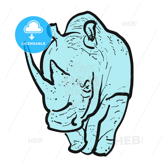 Endangered rhino outline illustration – instant download