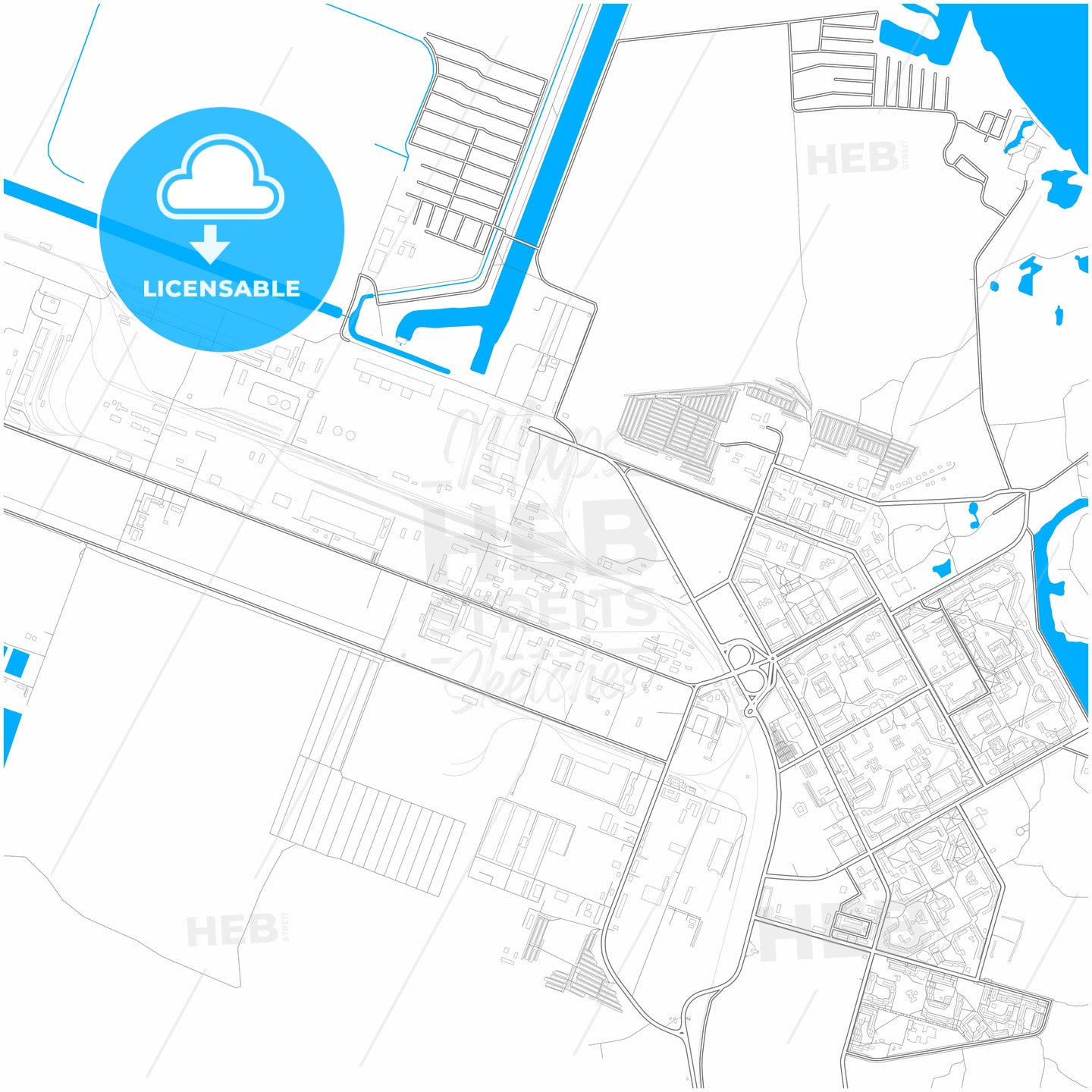 Enerhodar, Zaporizhia Oblast, Ukraine, city map with high quality roads.