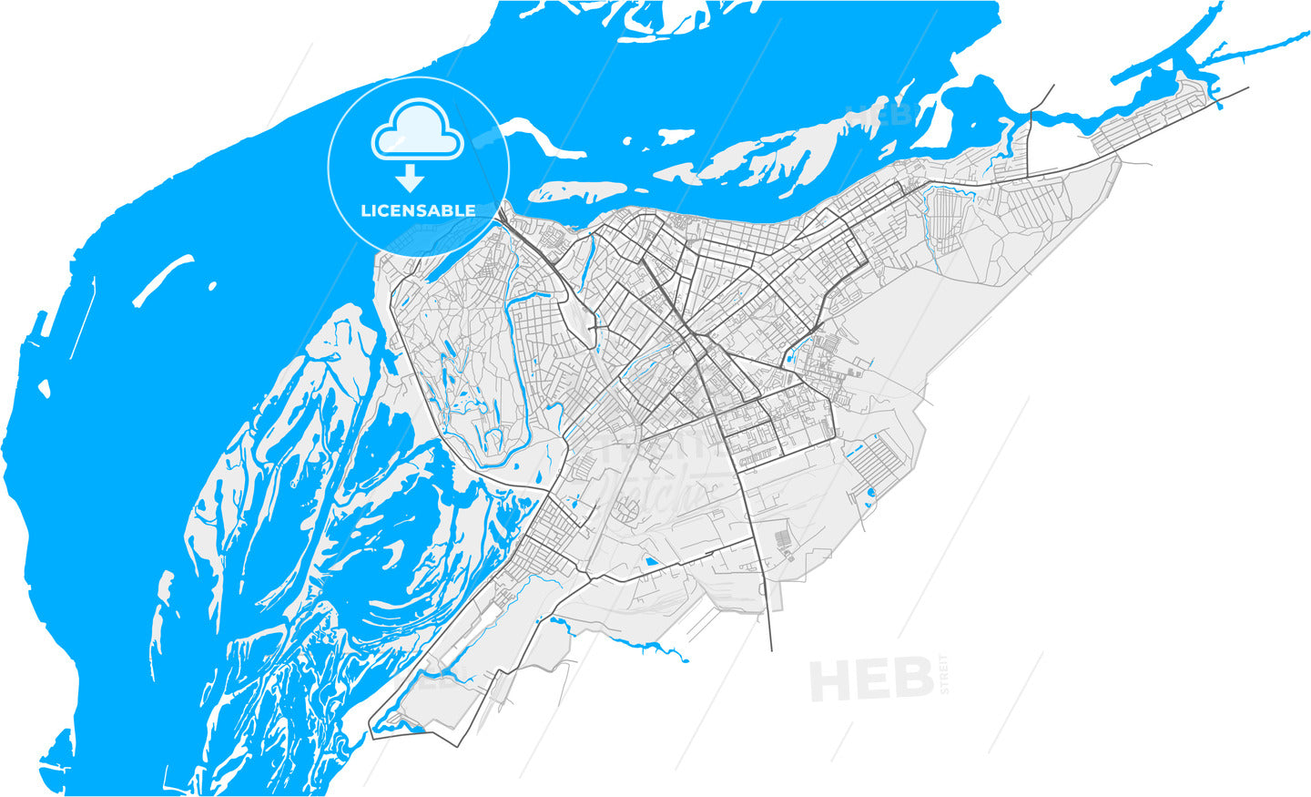 Engels, Saratov Oblast, Russia, high quality vector map