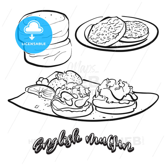 English muffin food sketch on chalkboard – instant download