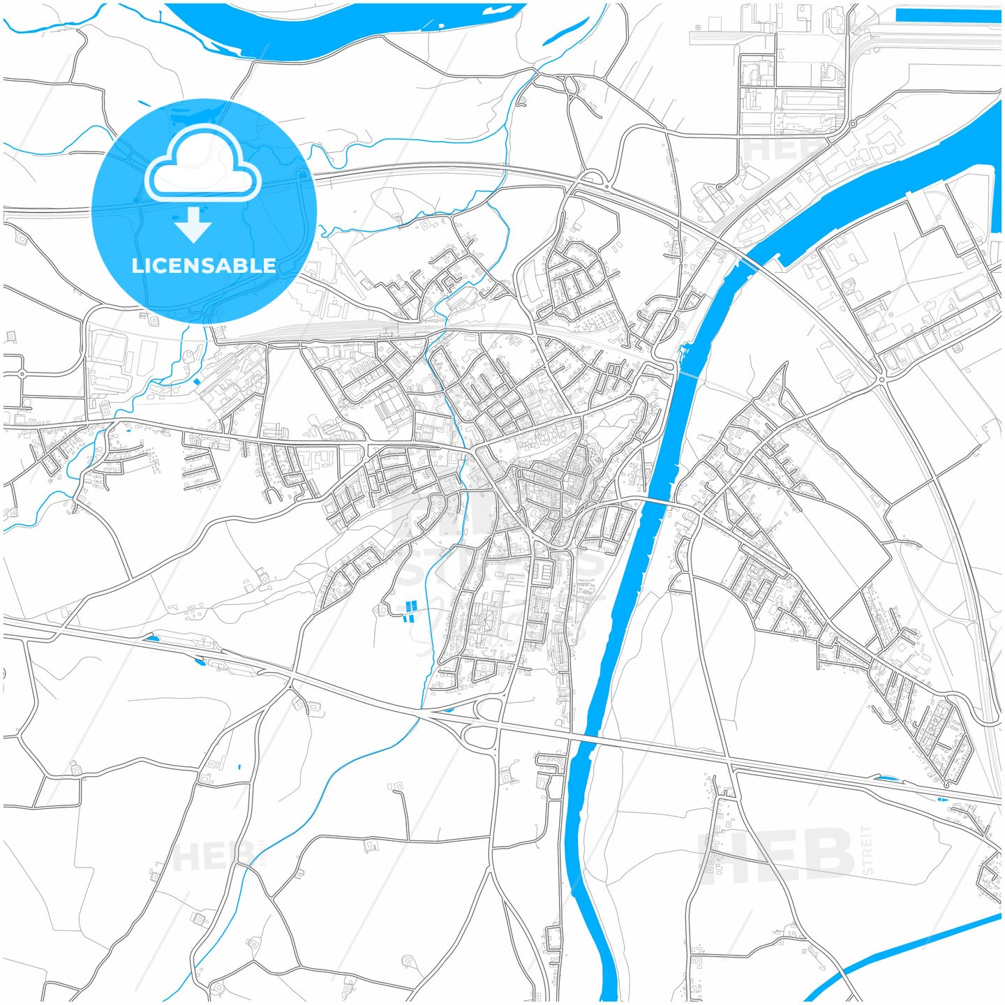 Enns, Upper Austria, Austria, city map with high quality roads.