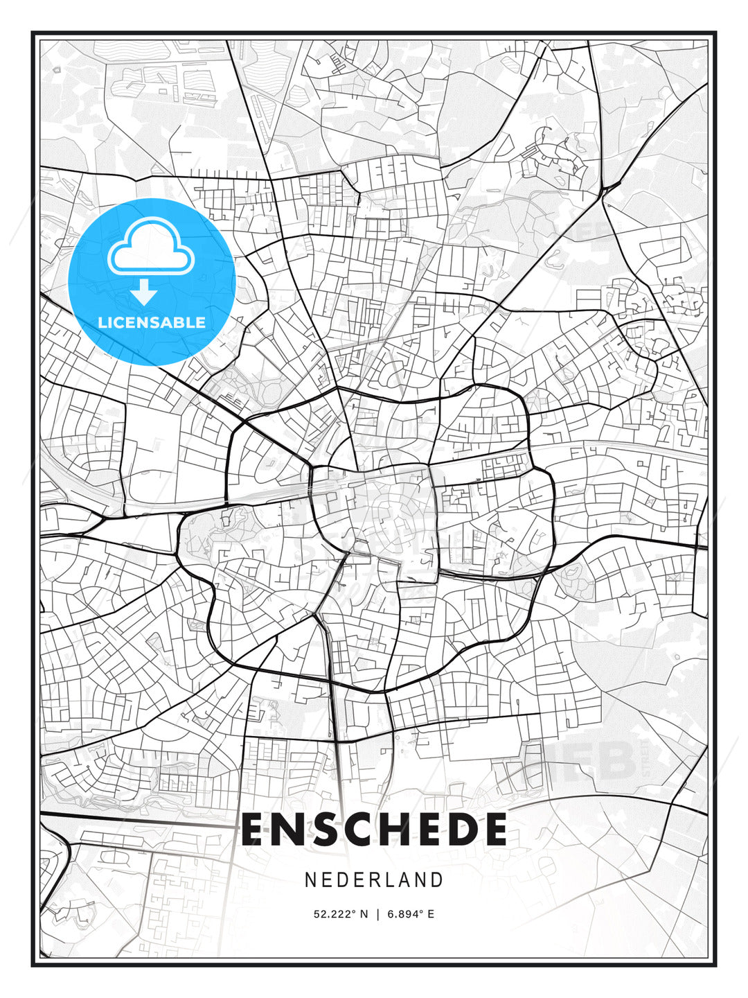 Enschede, Netherlands, Modern Print Template in Various Formats - HEBSTREITS Sketches