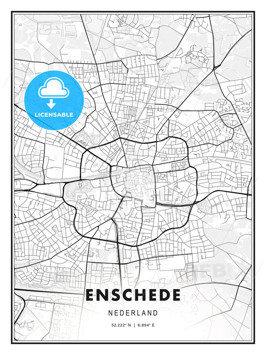 Enschede, Netherlands, Modern Print Template in Various Formats - HEBSTREITS Sketches