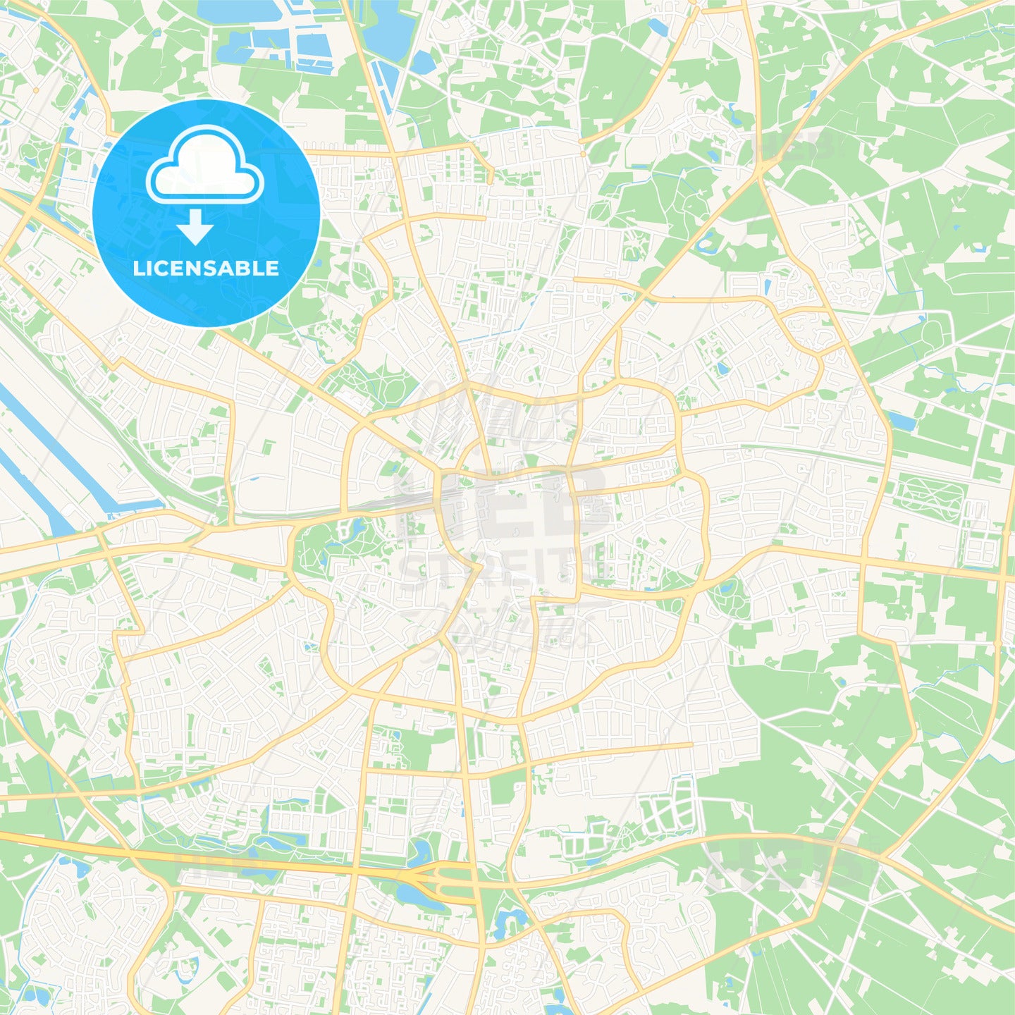 Enschede, Netherlands Vector Map - Classic Colors