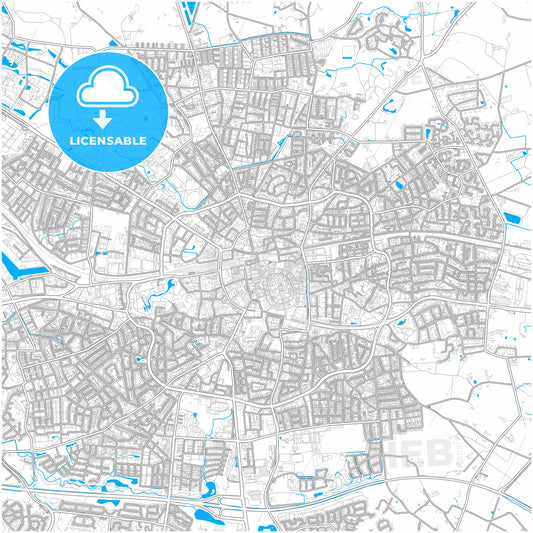 Enschede, Overijssel, Netherlands, city map with high quality roads.