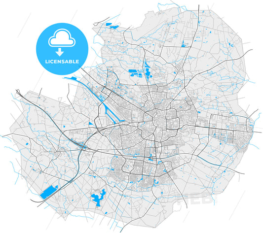 Enschede, Overijssel, Netherlands, high quality vector map