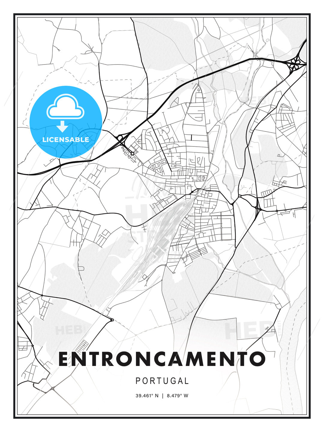 Entroncamento, Portugal, Modern Print Template in Various Formats - HEBSTREITS Sketches