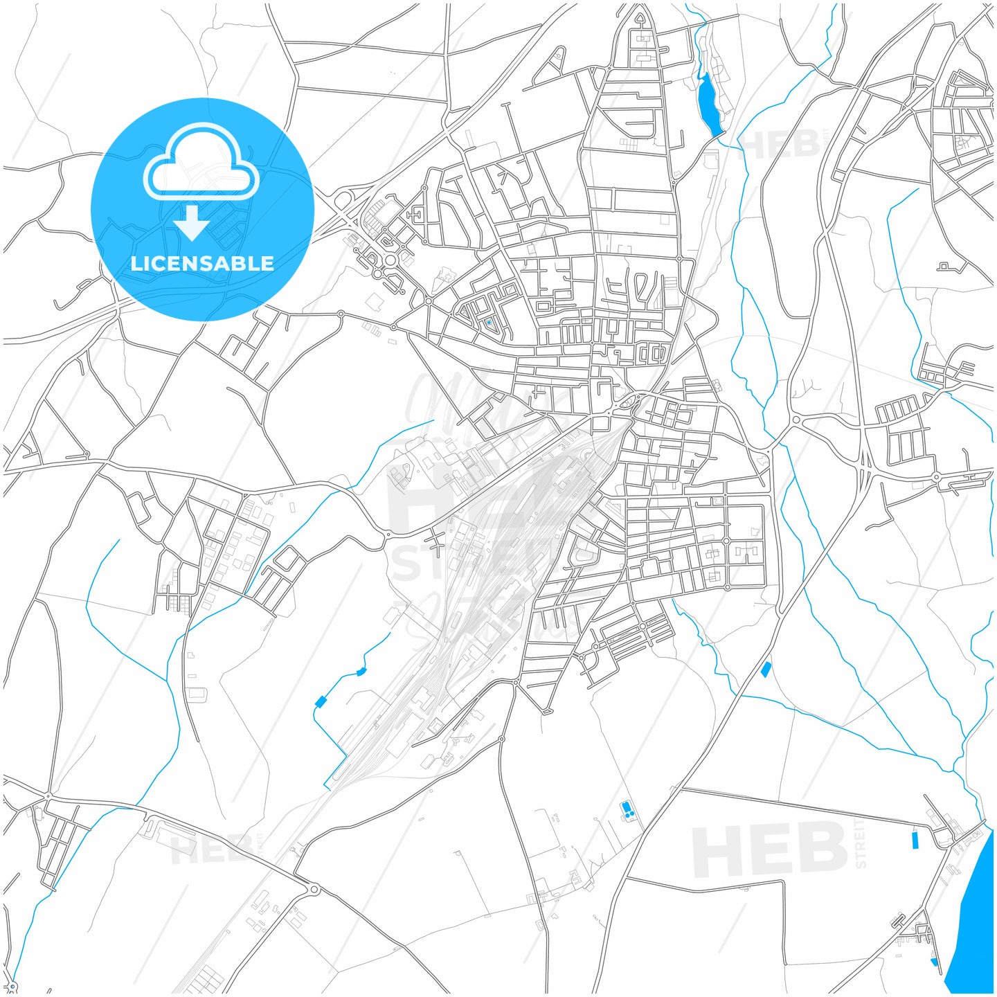 Entroncamento, Santarém, Portugal, city map with high quality roads.