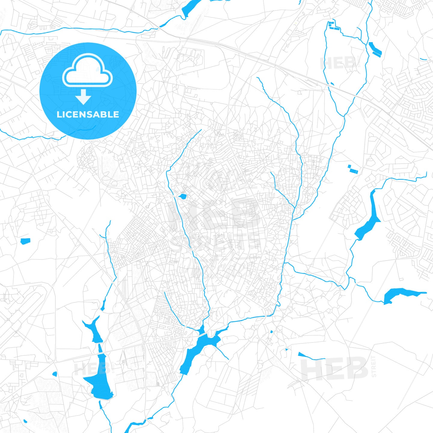 Epworth, Zimbabwe PDF vector map with water in focus